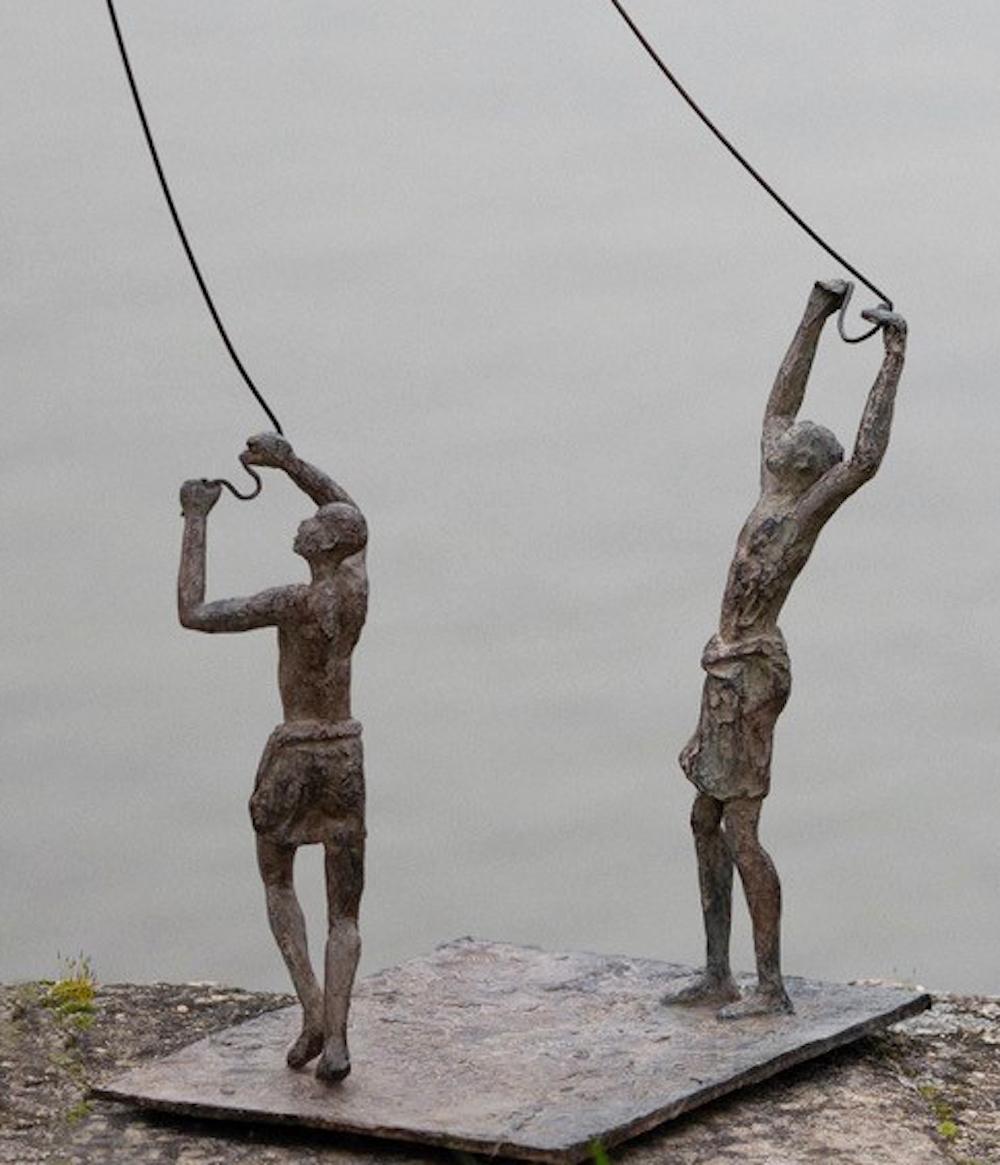 Group of 2 Childhood’s Sails II by Marine de Soos - Bronze sculpture, kite, wind For Sale 5