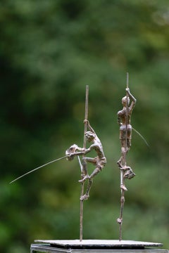 Group of Two Fishermen on Stilt II by Marine de Soos - Bronze sculpture, human