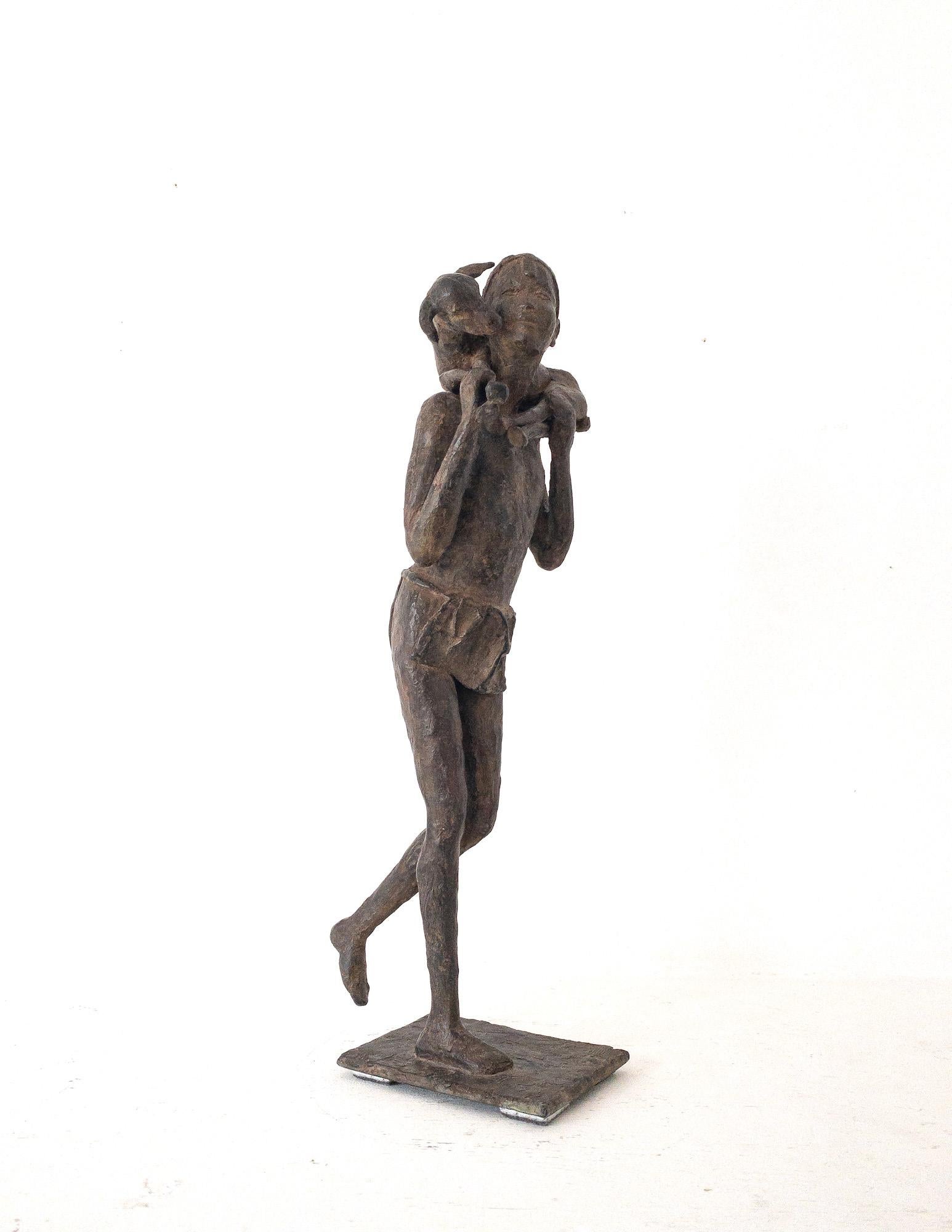 Heïdrun de Marine de Soos - Escultura de bronce, pastor con cabra, figurativa en venta 17