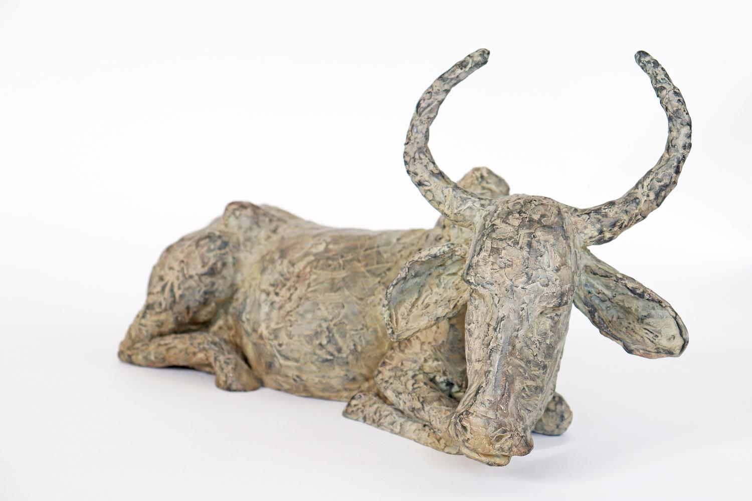 Holy Cow by Marine de Soos - Animal bronze sculpture, India For Sale 3