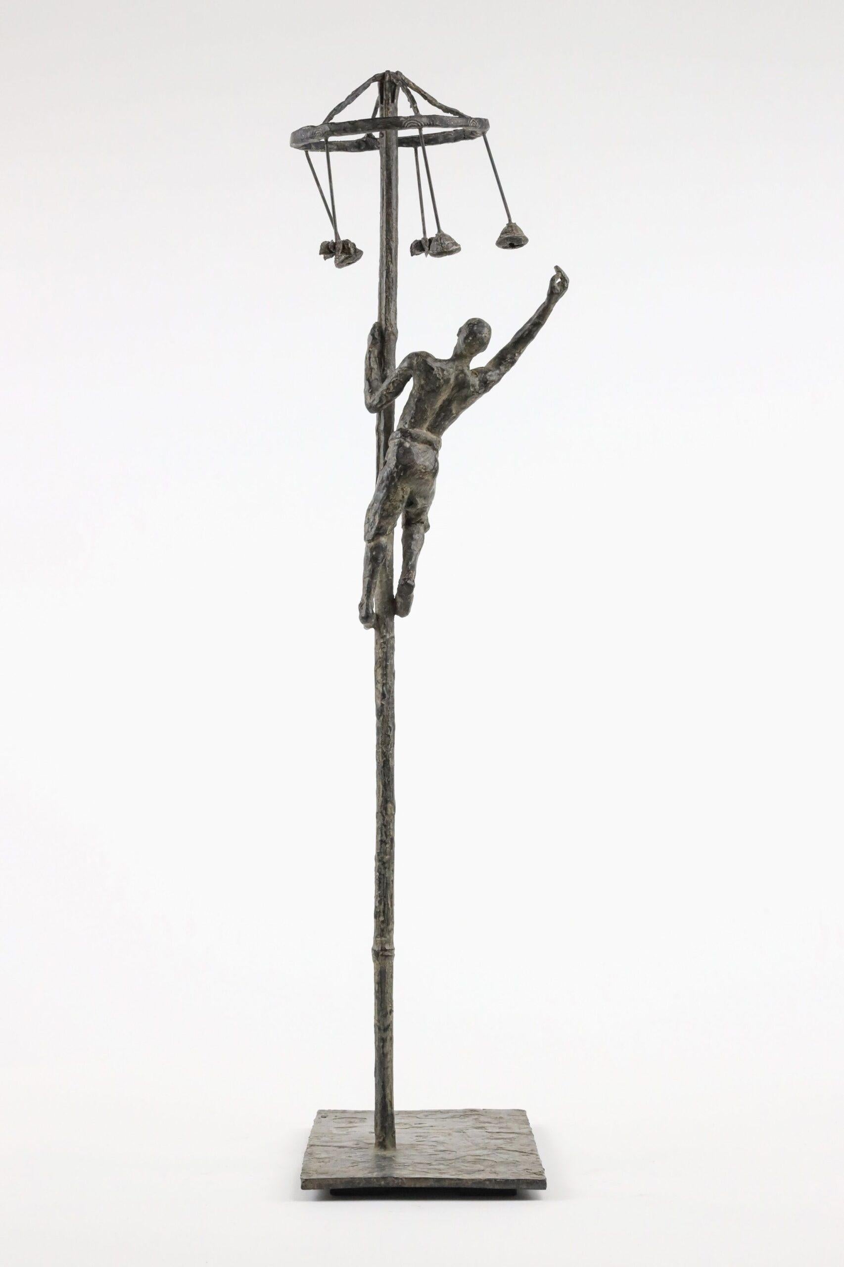 Hope by Marine de Soos - Bronze sculpture, human figure, man, game, tradition For Sale 4