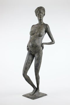 In Majesty by Marine de Soos - Bronze sculpture of a pregnant woman, motherhood
