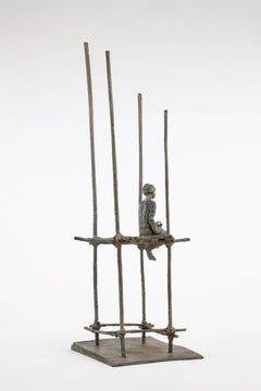 Le Cantique Des Pilotis by M. de Soos - Bronze Sculpture, Man with a Lantern