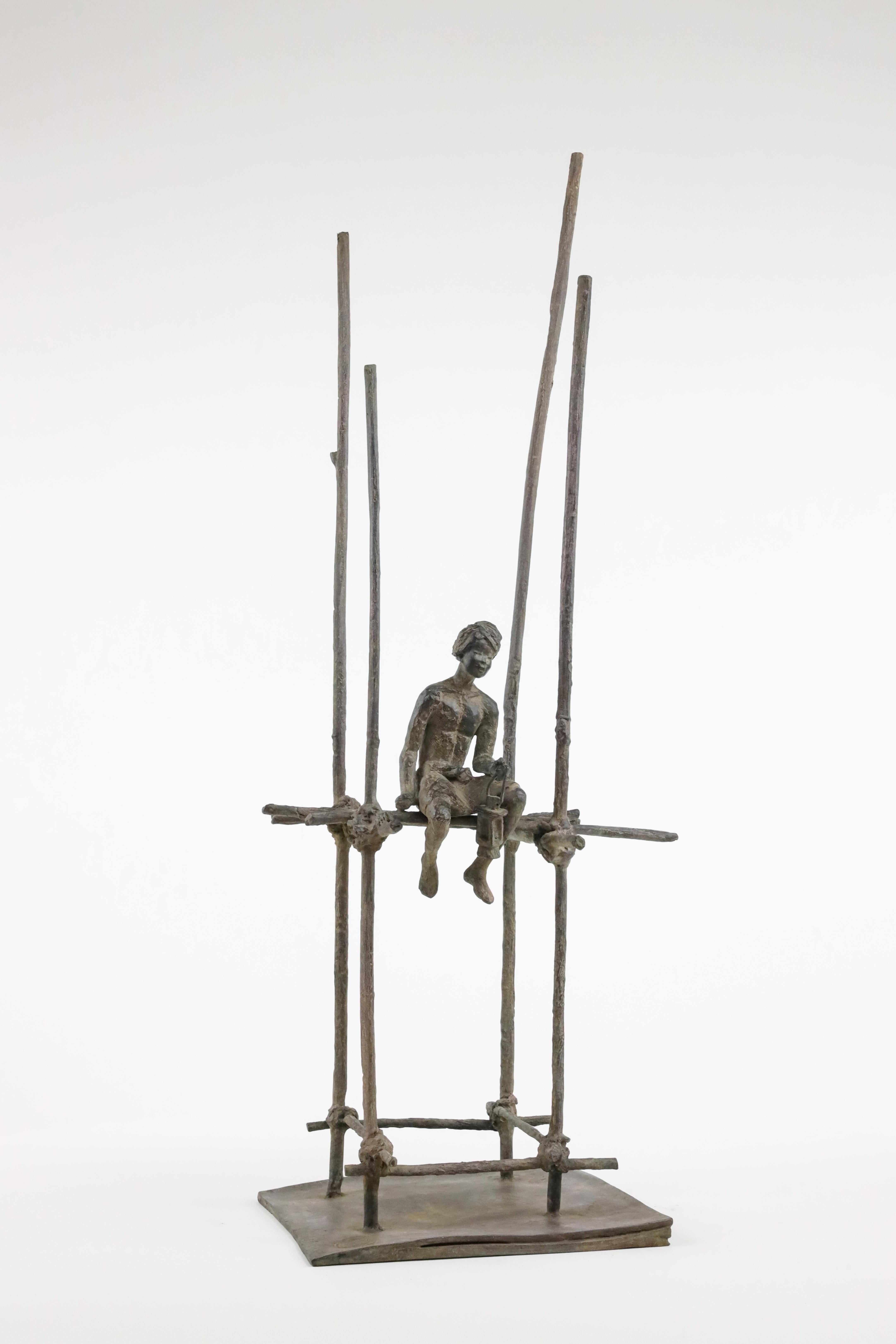 Le Cantique Des Pilotis by M. de Soos - Bronze Sculpture, Man with a Lantern