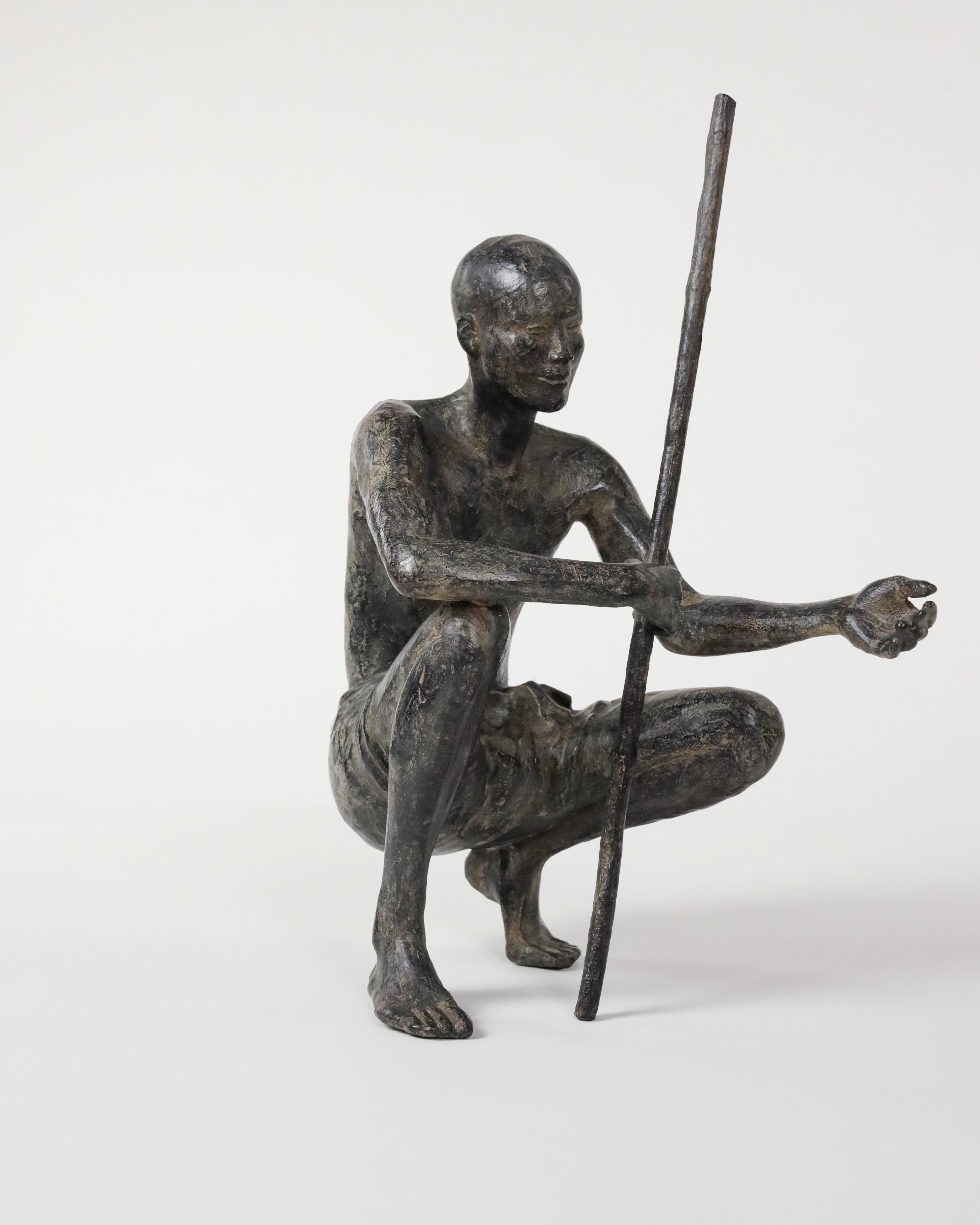 Palabres by Marine de Soos - 13.77 In Tall Bronze sculpture, Welcoming Figure
