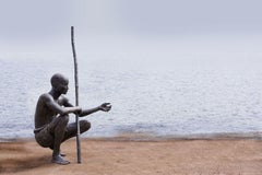 Palabres by Marine de Soos - Large bronze sculpture, human figure, man, nude