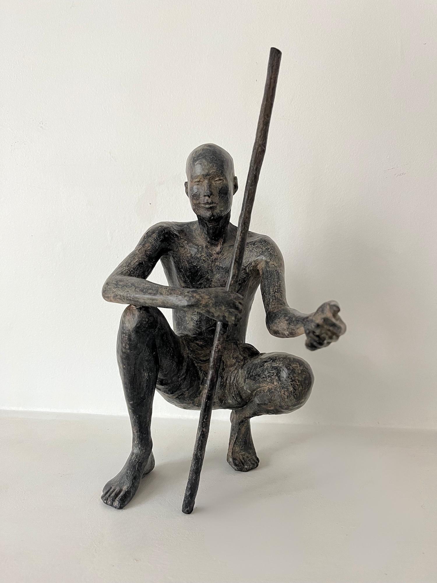 Palabres (Small) by Marine de Soos - Bronze sculpture, figurative, man For Sale 3