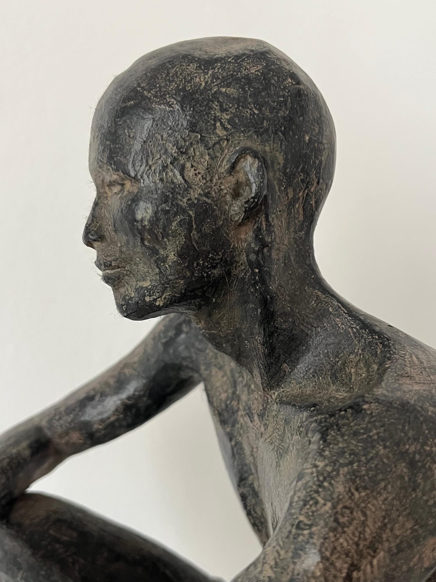 Palabres (Small) by Marine de Soos - Bronze sculpture, figurative, man For Sale 5