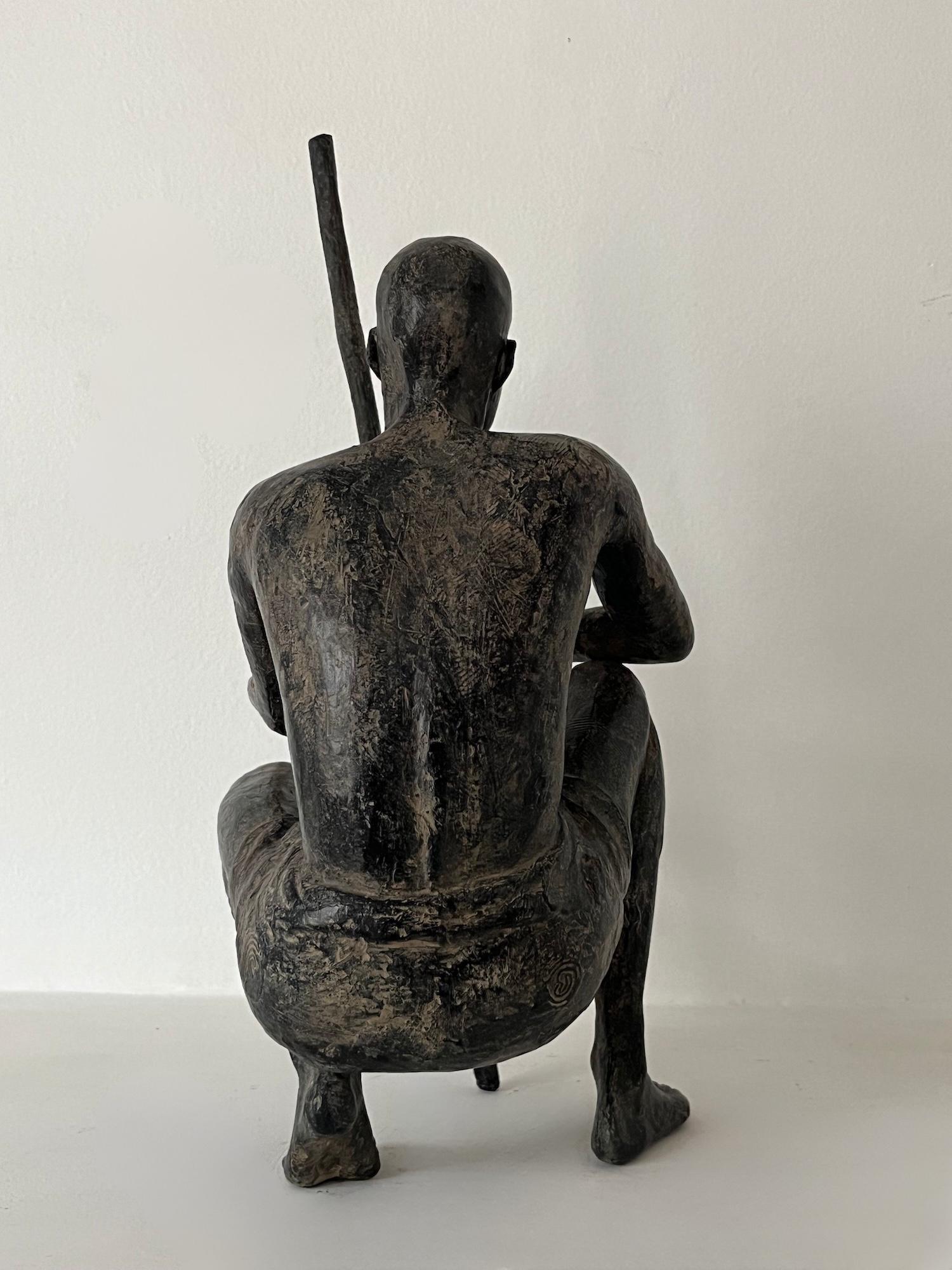 Palabres (Small) by Marine de Soos - Bronze sculpture, figurative, man For Sale 6