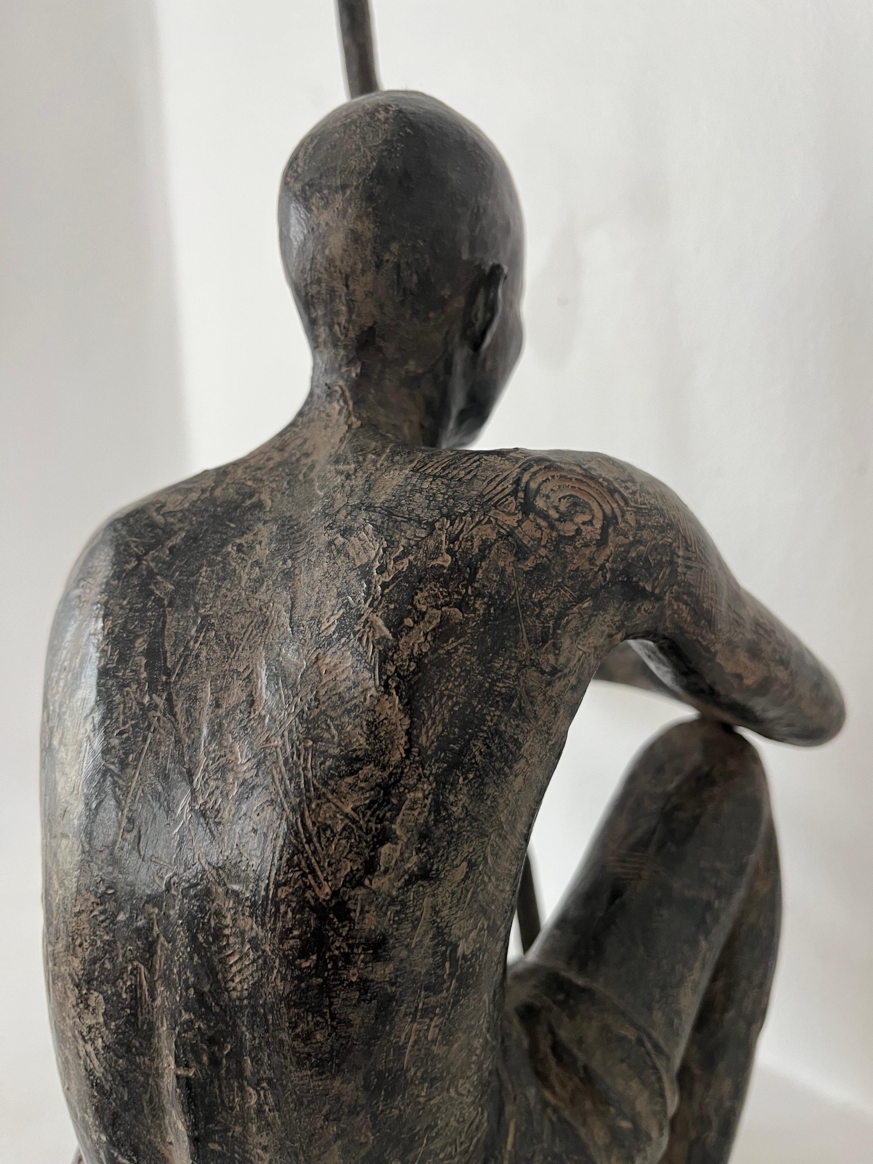 Palabres (Small) by Marine de Soos - Bronze sculpture, figurative, man For Sale 7