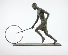 Le Pousseur de Lune de M. de Soos - Escultura contemporánea de bronce, humano, mover