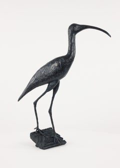 Sacred Ibis by Marine de Soos - Bronze animal sculpture of an bird, figurative 