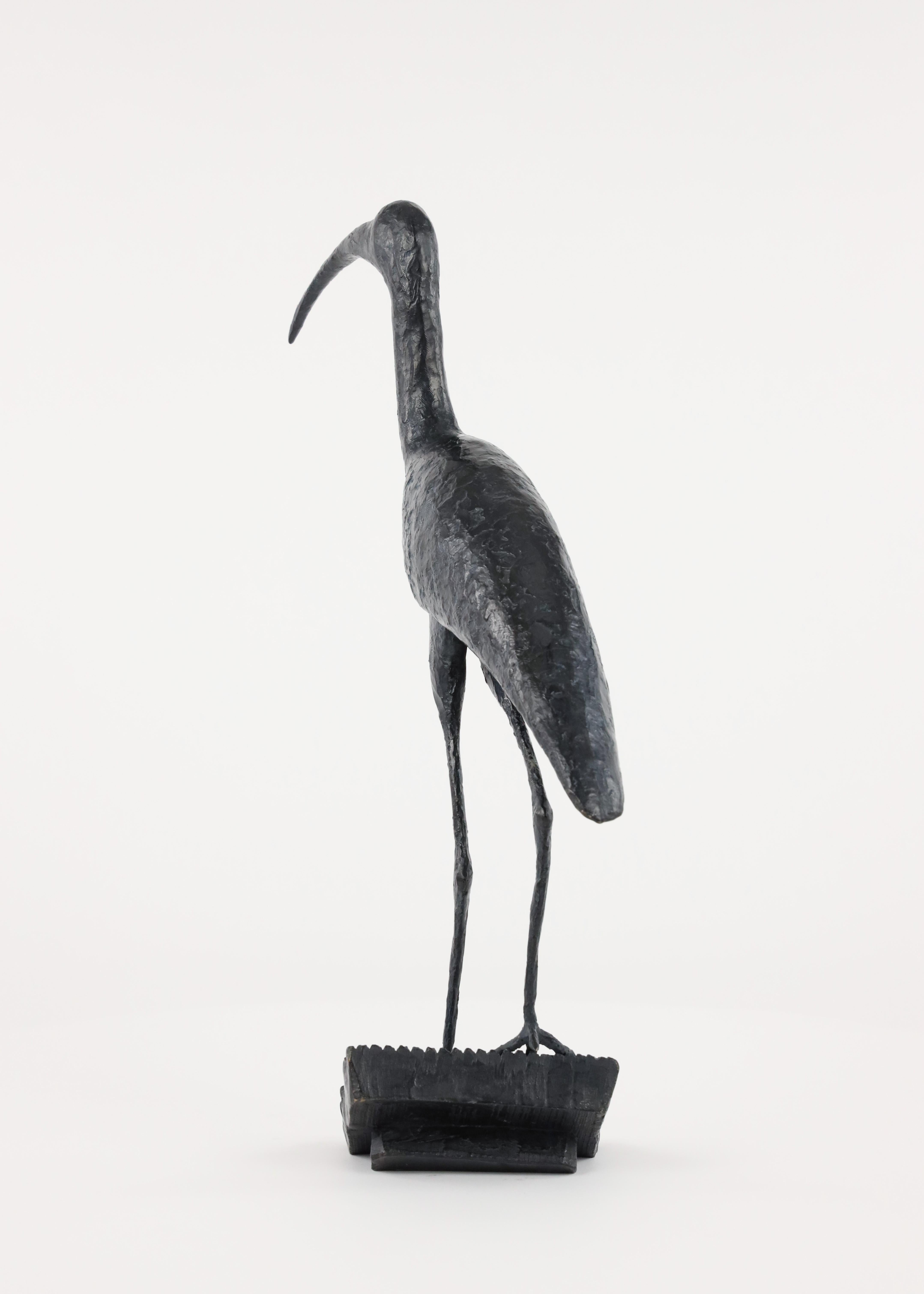 Sacred Ibis by Marine de Soos - Bronze sculpture of an bird, animal art For Sale 10