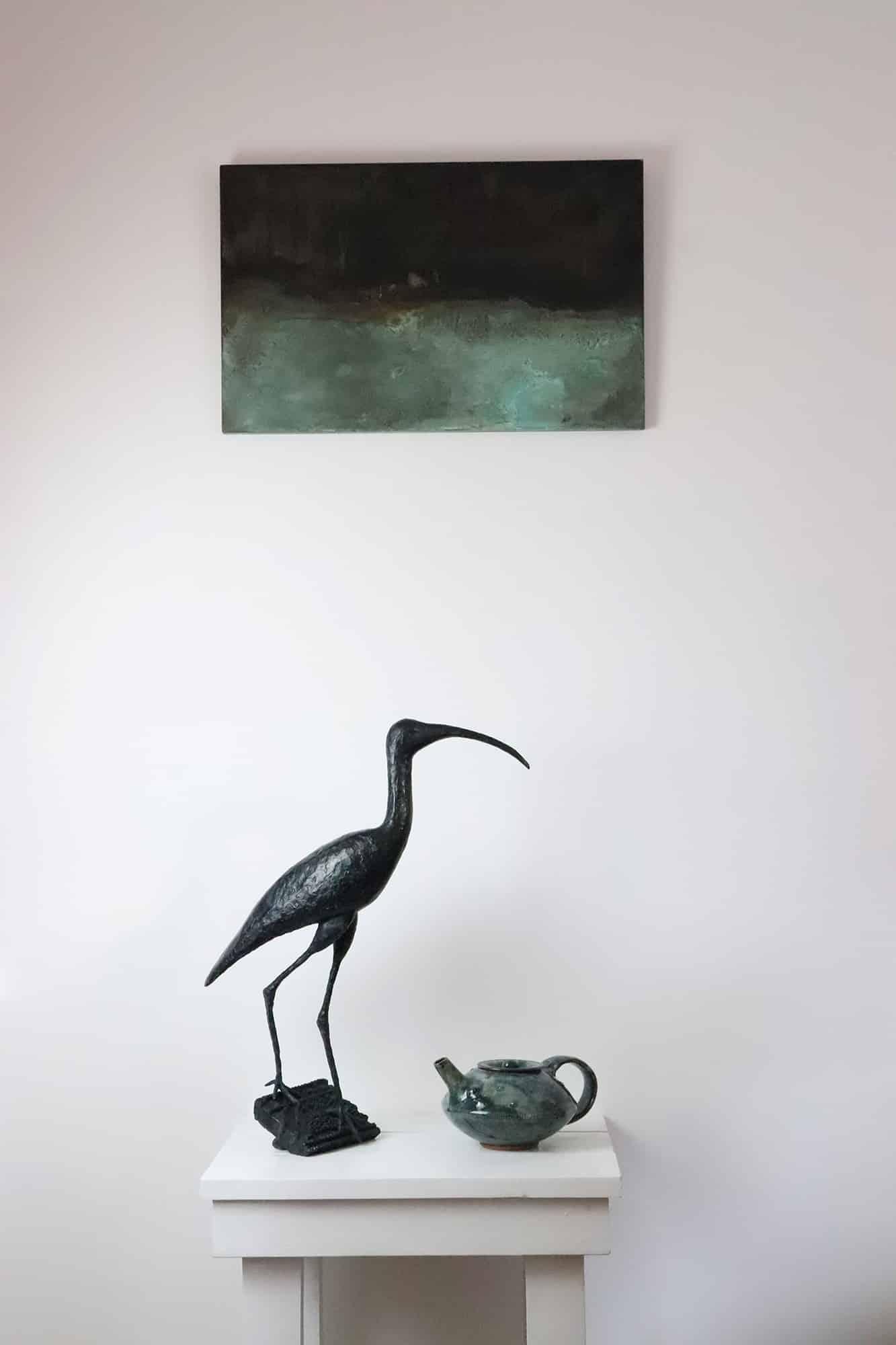 Sacred Ibis by Marine de Soos - Bronze sculpture of an bird, animal art For Sale 1