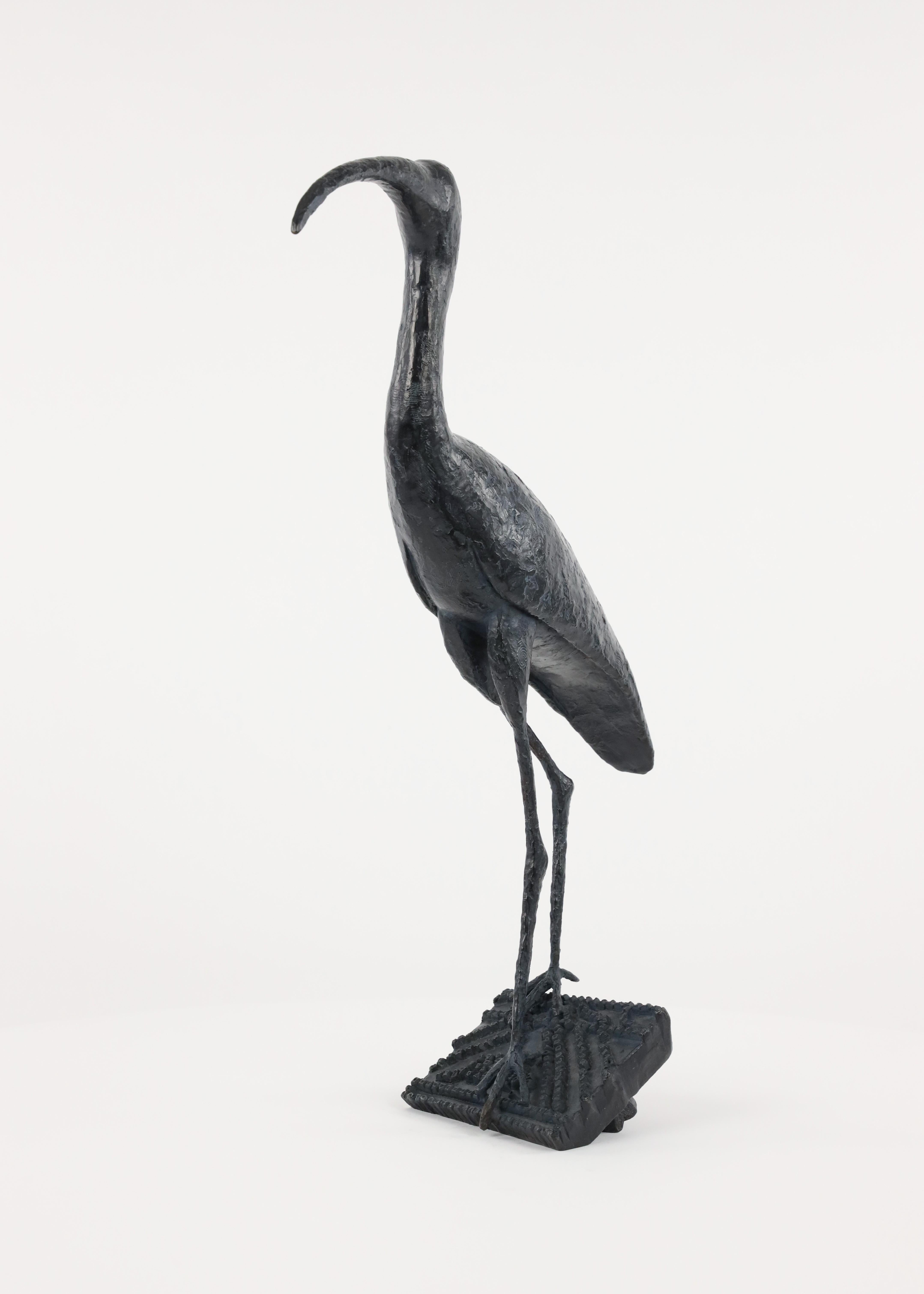 Sacred Ibis by Marine de Soos - Bronze sculpture of an bird, animal art For Sale 8