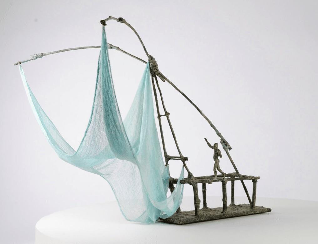 The Fisherman's Hammock by Marine de Soos - Sculpture en bronze, figure humaine, mer en vente 2