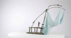 The Fisherman’s Hammock by Marine de Soos - Bronze sculpture, human figure, sea