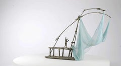 The Fisherman's Hammock von Marine de Soos - Skulptur aus Bronze, menschliche Figur, Meer