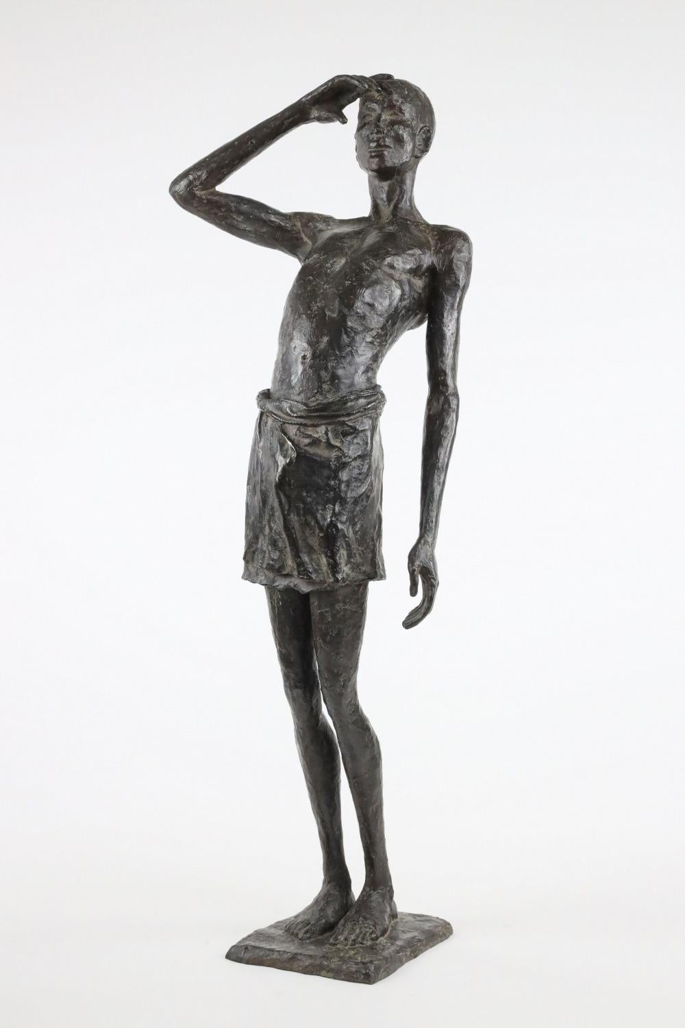 The Waiting Time is a bronze sculpture by French contemporary artist Marine de Soos, dimensions are 72 × 26 × 21.5 cm (28.3 × 10.2 × 8.5 in). 
The sculpture is signed and numbered, it is part of a limited edition of 8 editions + 4 artist’s proofs,