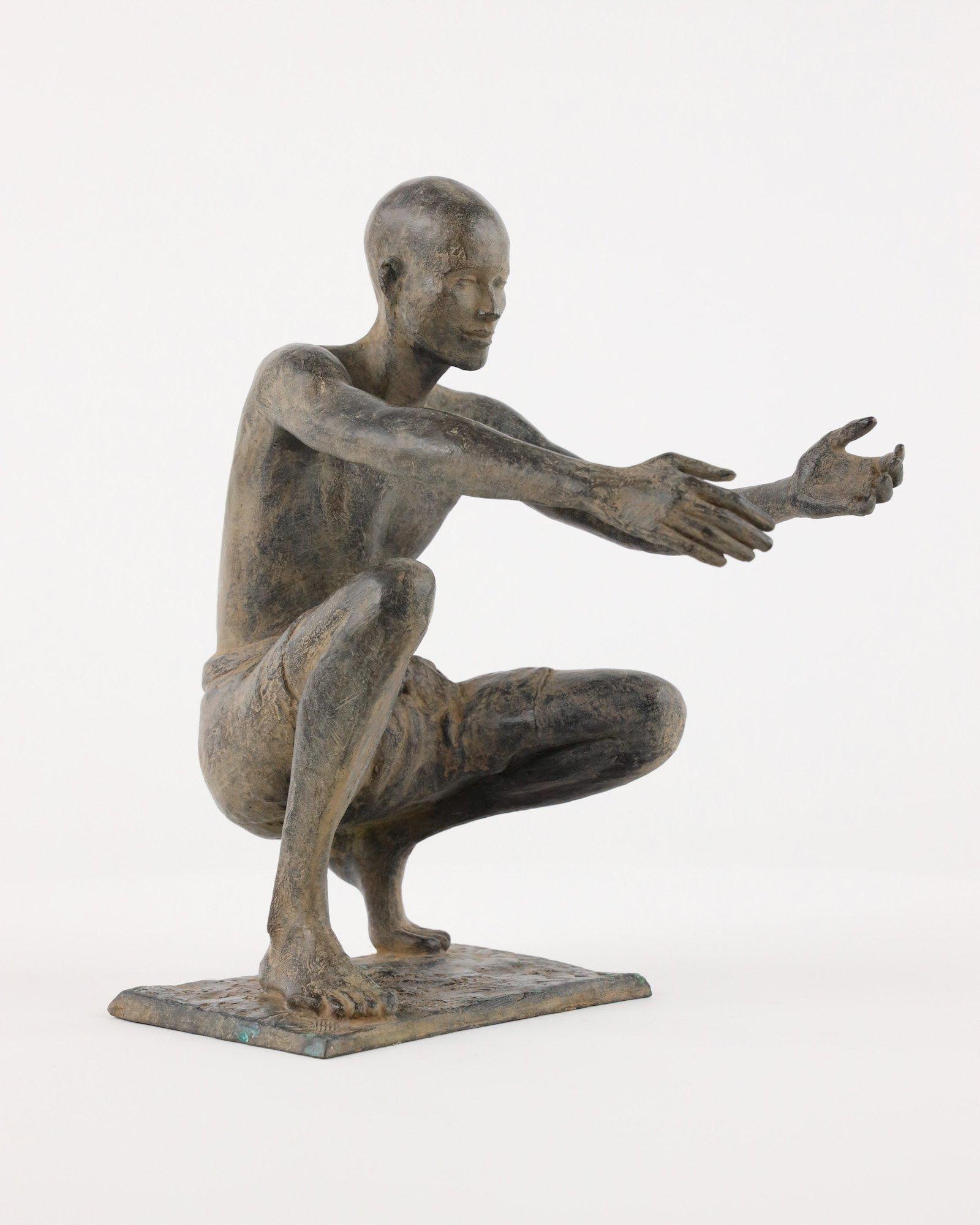 The Welcome is a bronze sculpture by French contemporary artist Marine de Soos, dimensions are 31 × 28 × 20 cm (12.2 × 11 × 7.9 in). 
The sculpture is signed and numbered, it is part of a limited edition of 8 editions + 4 artist’s proofs, and comes