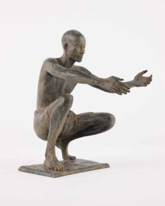 The Welcome di Marine de Soos - Scultura in bronzo, figura umana, figurativa, uomo