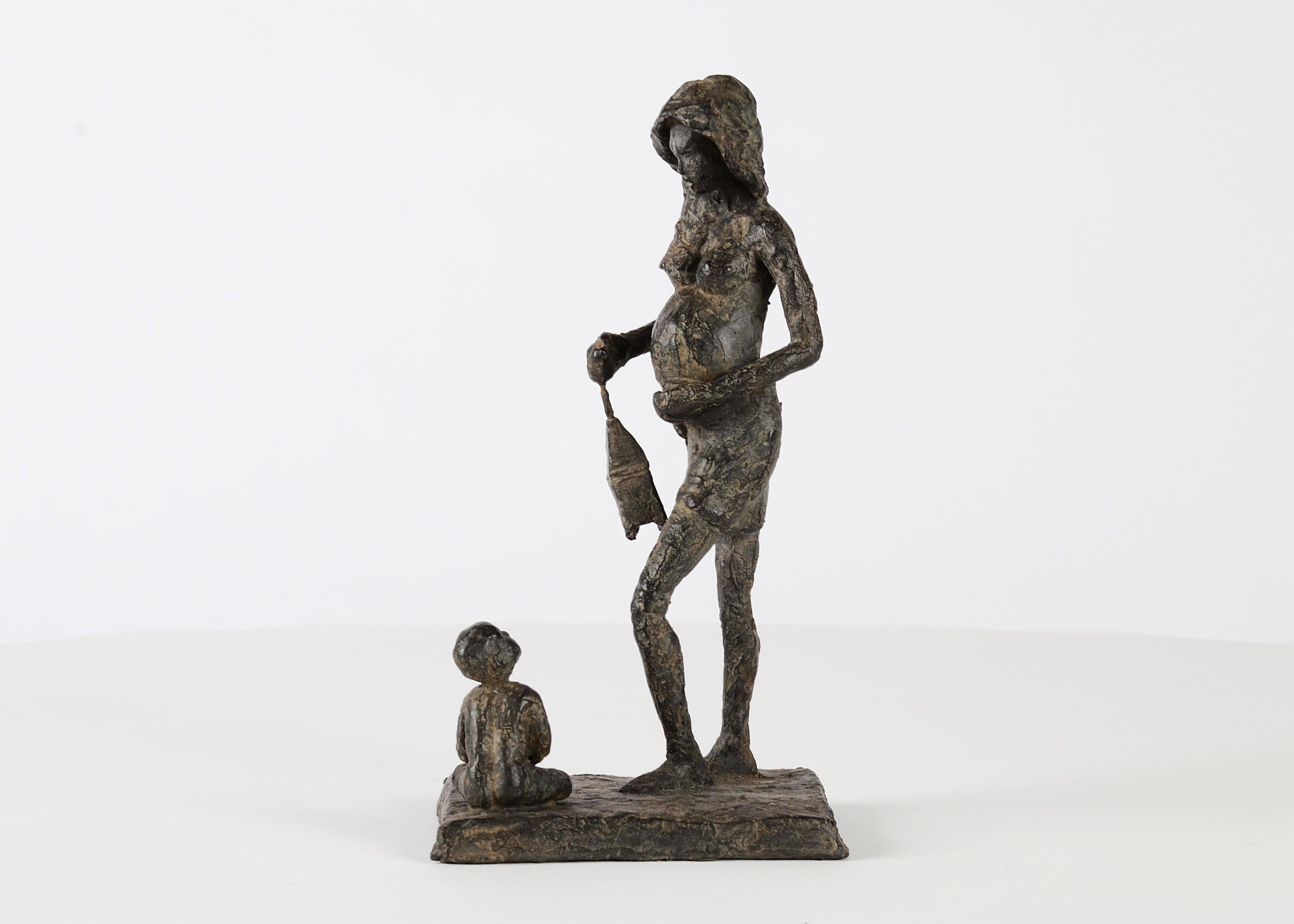 Woman with a Lantern, Mother and Child Bronze Sculpture