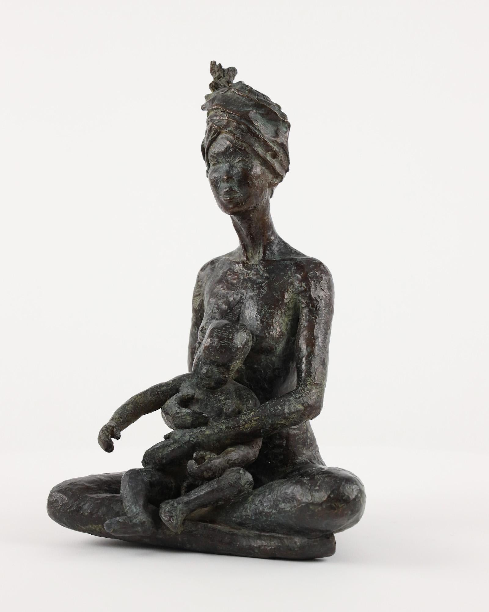 You too my son by Marine de Soos - Bronze nude sculpture, mother, child, family