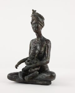 You too my son by Marine de Soos - Bronze nude sculpture, mother, child, family