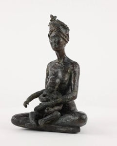 Sie auch mein Sohn von Marine de Soos - Bronzeskulptur Aktskulptur, Mutter, Kind, Familie