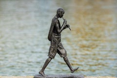 Joven Flautista de Marine de Soos - Escultura de bronce, figurativa, humana, niño