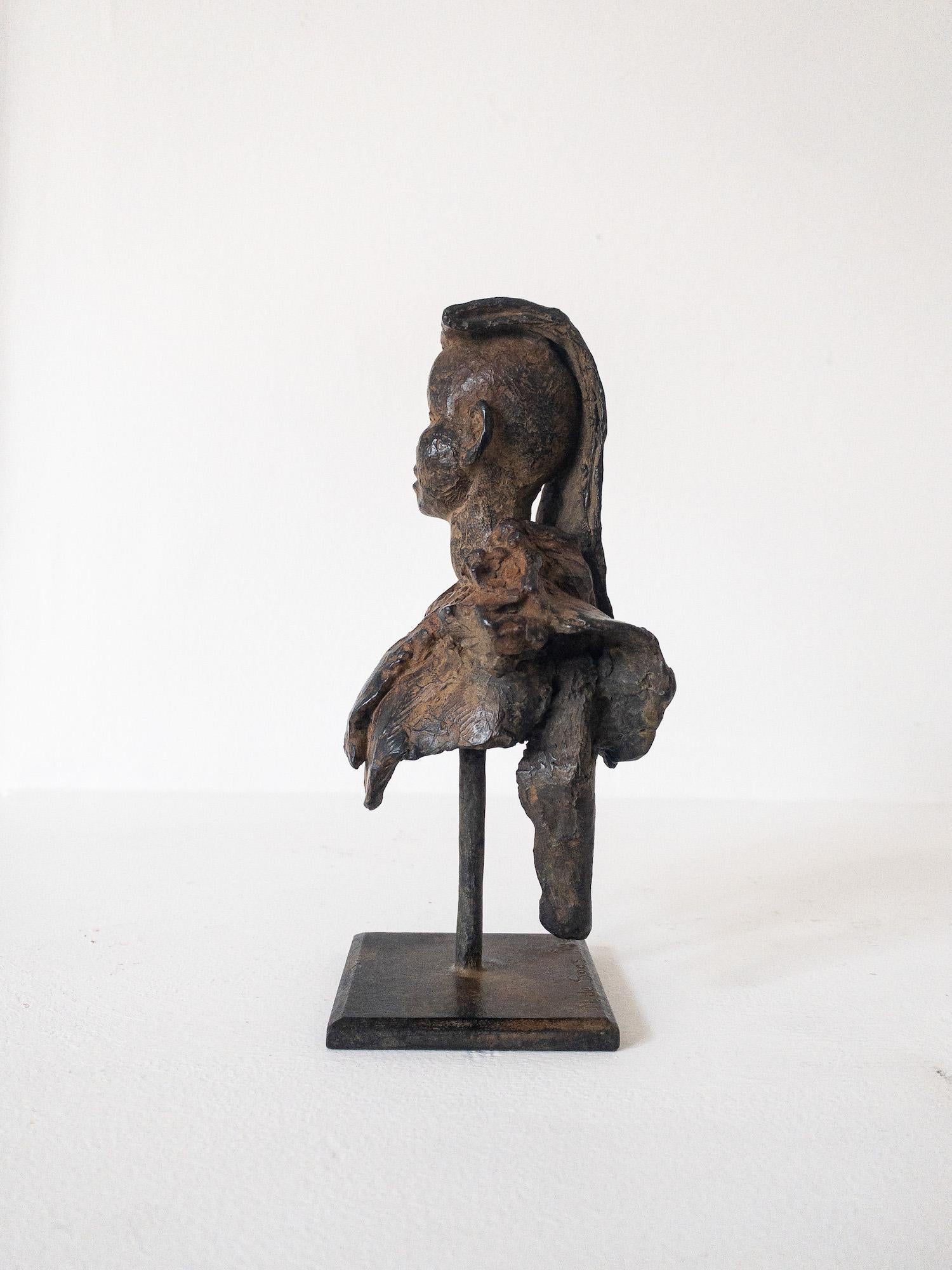 Young Lama by Marine de Soos - Contemporary bronze sculpture, child, portrait For Sale 13