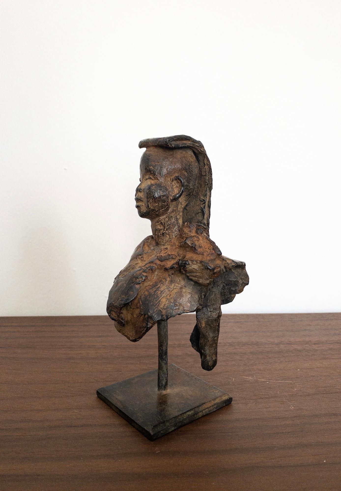 Young Lama by Marine de Soos - Contemporary bronze sculpture, child, portrait For Sale 5