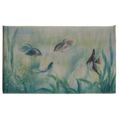 Marine Hand Painting with Fishes for a Beach House or a Bath