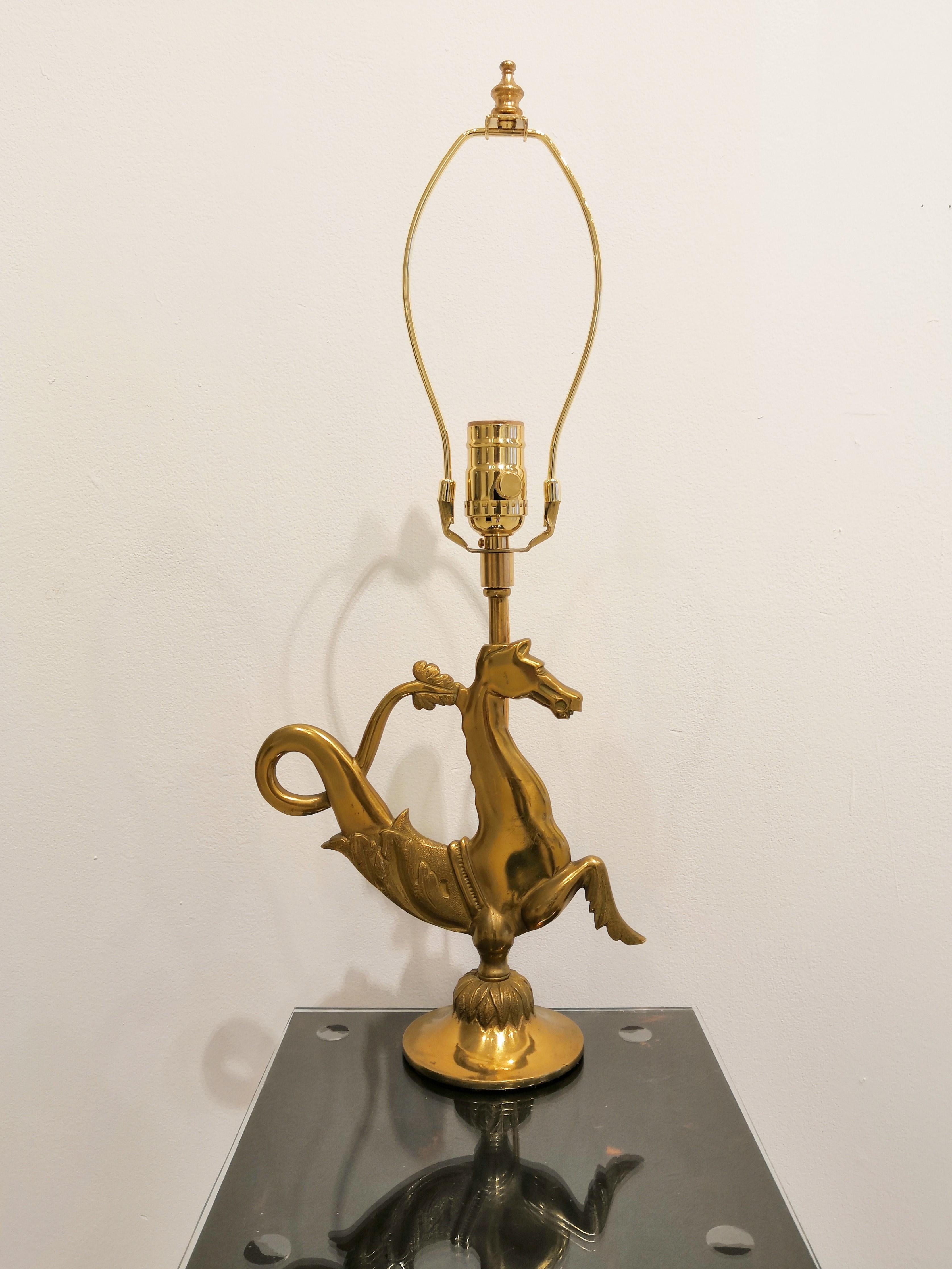 French Marine Horse Shaped Bronze Table Lamp by Maison Baguès For Sale