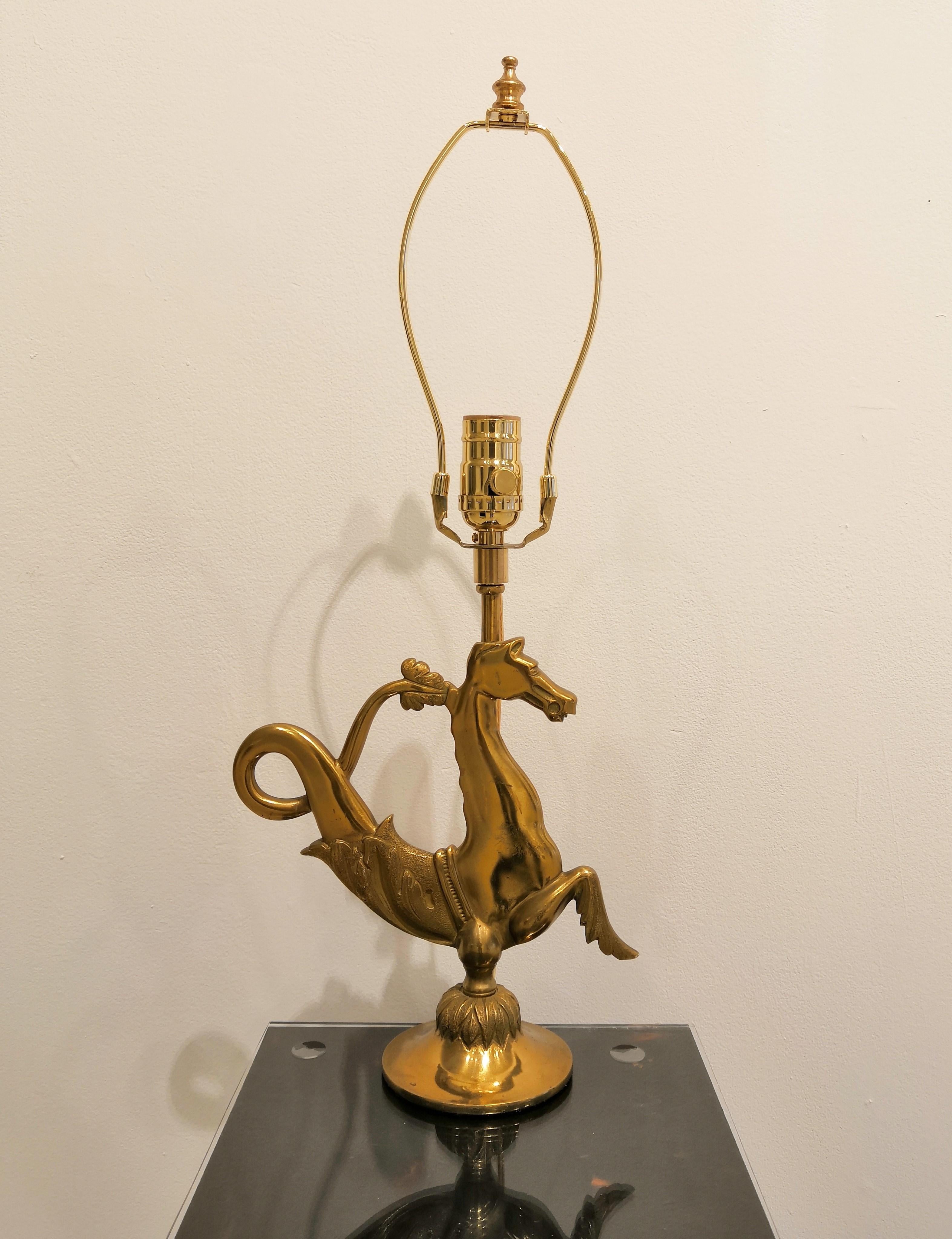 Marine Horse Shaped Bronze Table Lamp by Maison Baguès In Good Condition For Sale In New York, NY