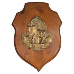 Marine Muzzle Cover in Patinated Bronze with Wood Plaque - 1Y142