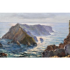 Peinture marine, peinture de la côte atlantique, peinture de paysage marin, début du XXe siècle
