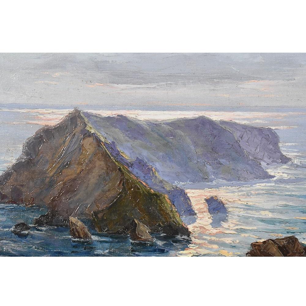 Français Peinture marine, peinture de la côte atlantique, peinture de paysage marin, début du XXe siècle en vente