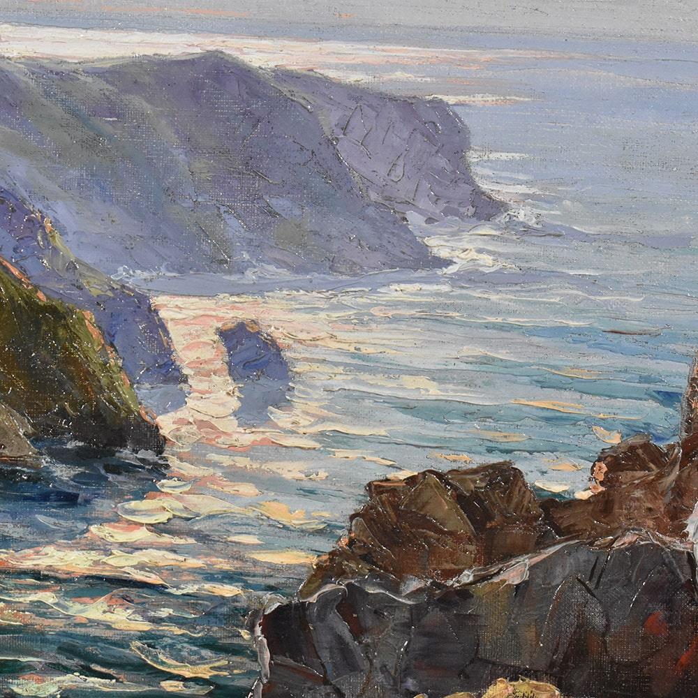 Peinture marine, peinture de la côte atlantique, peinture de paysage marin, début du XXe siècle Bon état - En vente à Breganze, VI