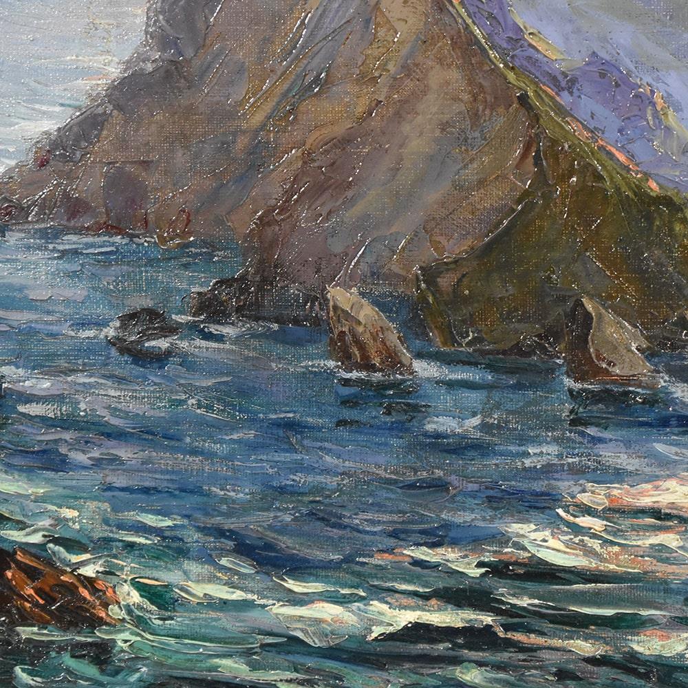 Marine Painting, Atlantic Coast Painting, Seascape Painting, Early 20th Century In Good Condition For Sale In Breganze, VI