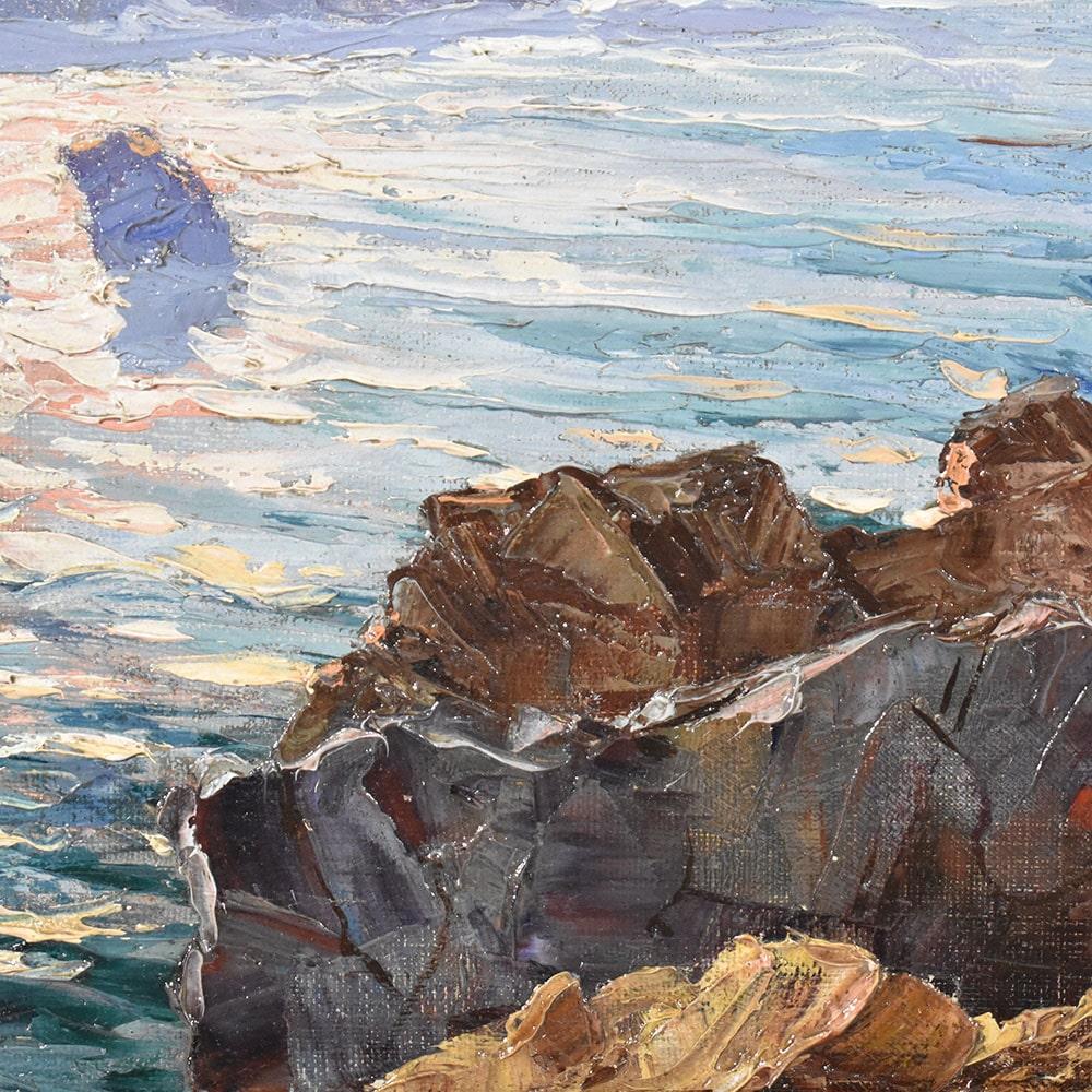 Toile Peinture marine, peinture de la côte atlantique, peinture de paysage marin, début du XXe siècle en vente