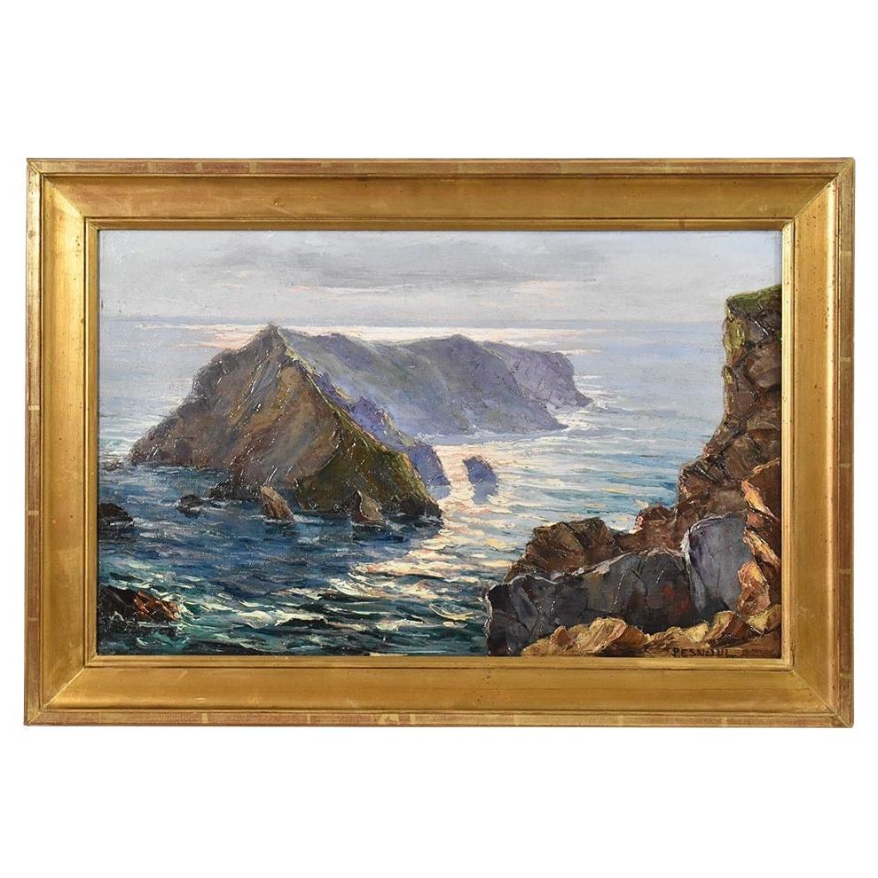 Peinture marine, peinture de la côte atlantique, peinture de paysage marin, début du XXe siècle en vente