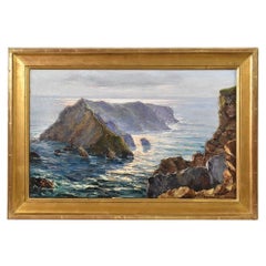 Antique Marine Painting, Atlantic Coast Painting, Seascape Painting, Early 20th Century