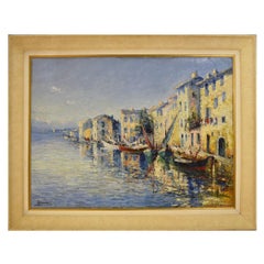 Marine Painting, Martigues Seascape Painting, Italian Painter, Art Deco