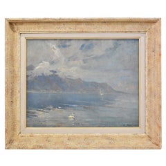Marine Painting, Swan Painting, Seascape Painting, Early 20th Century