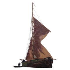 Marine Painting with Sailing Ship in Gilt Frame from the 1890s