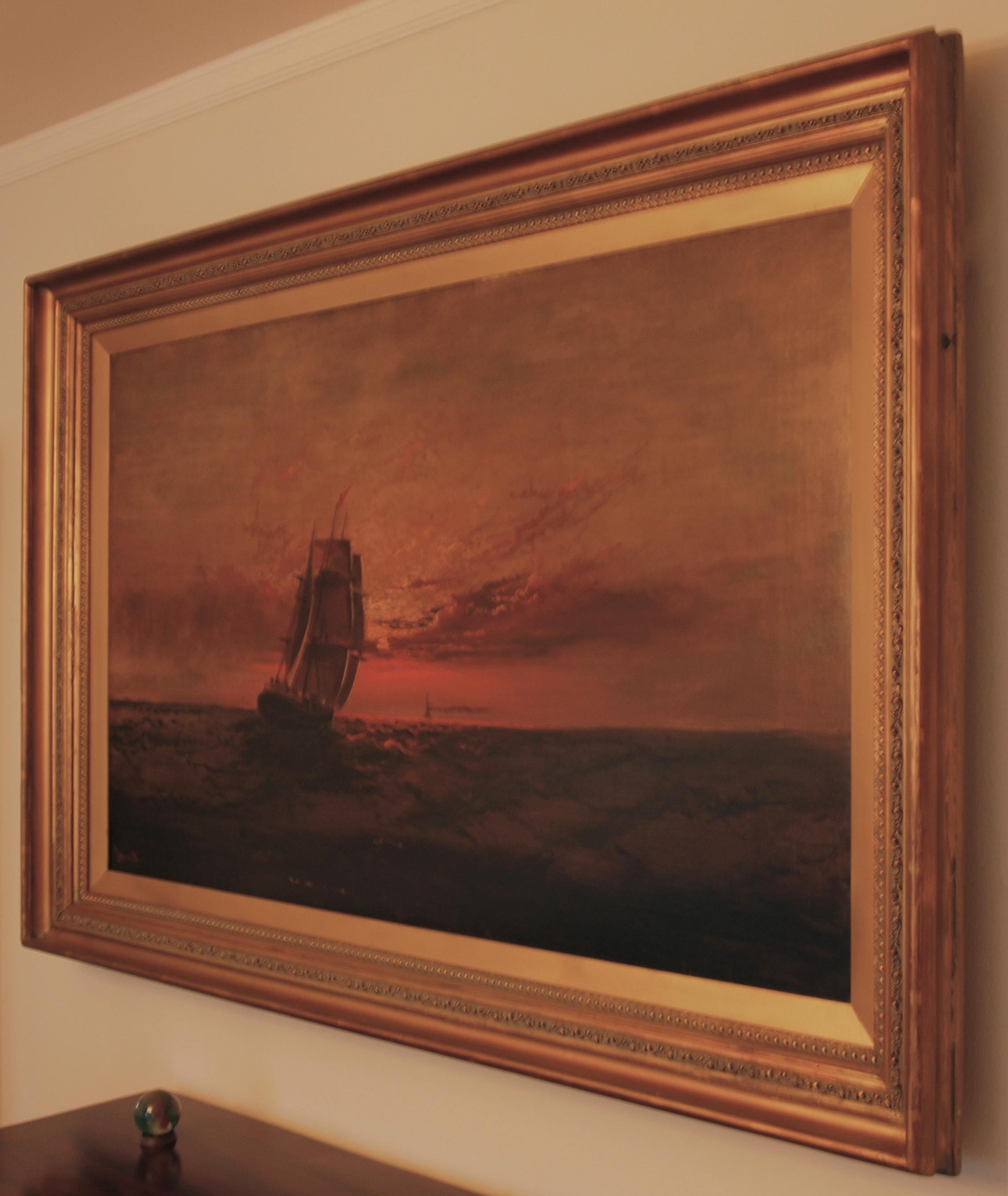 Marine Scene at Sunset by James Everett Stuart For Sale 3
