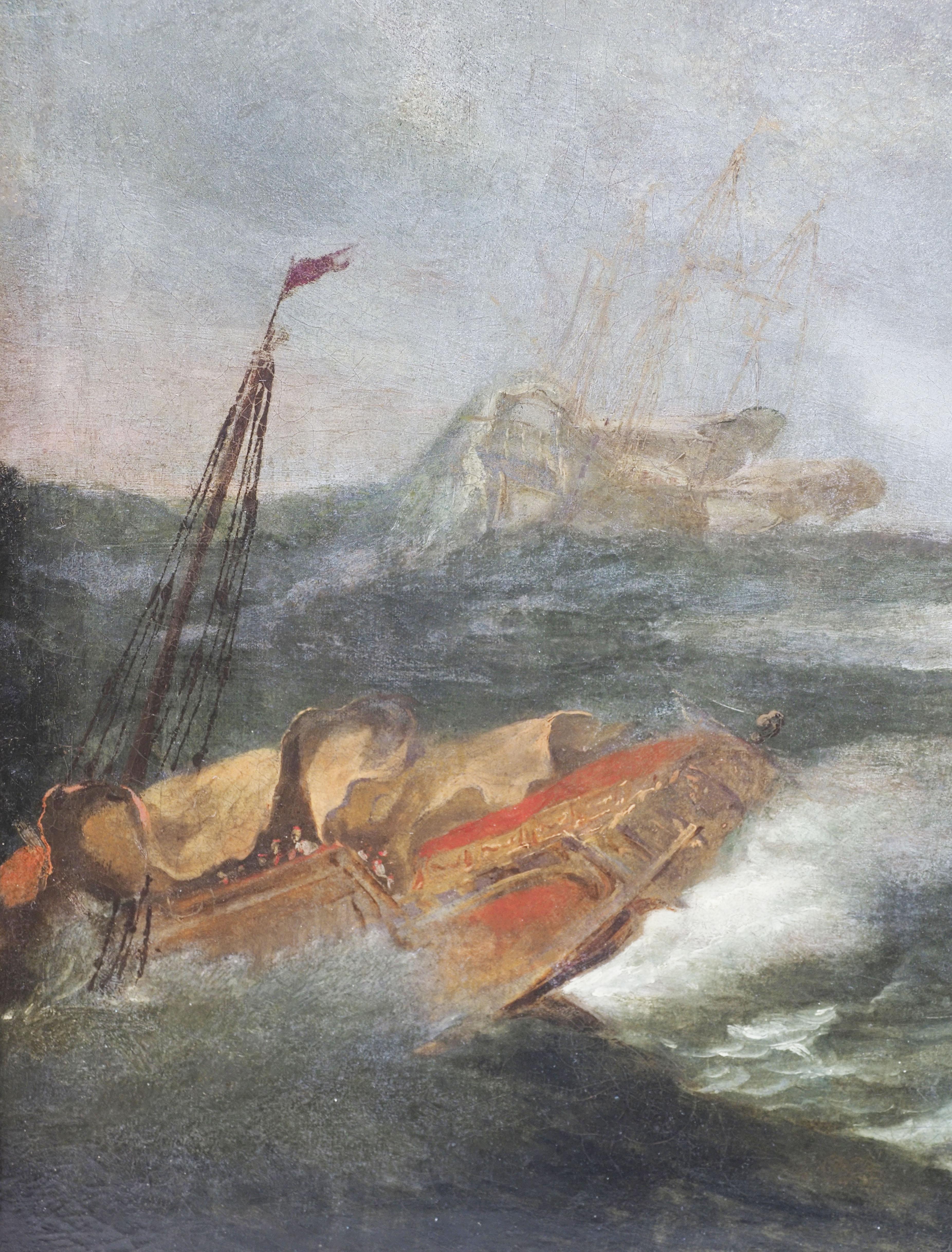 European Marine Scene Painting by Flemish Artist Early xix Century