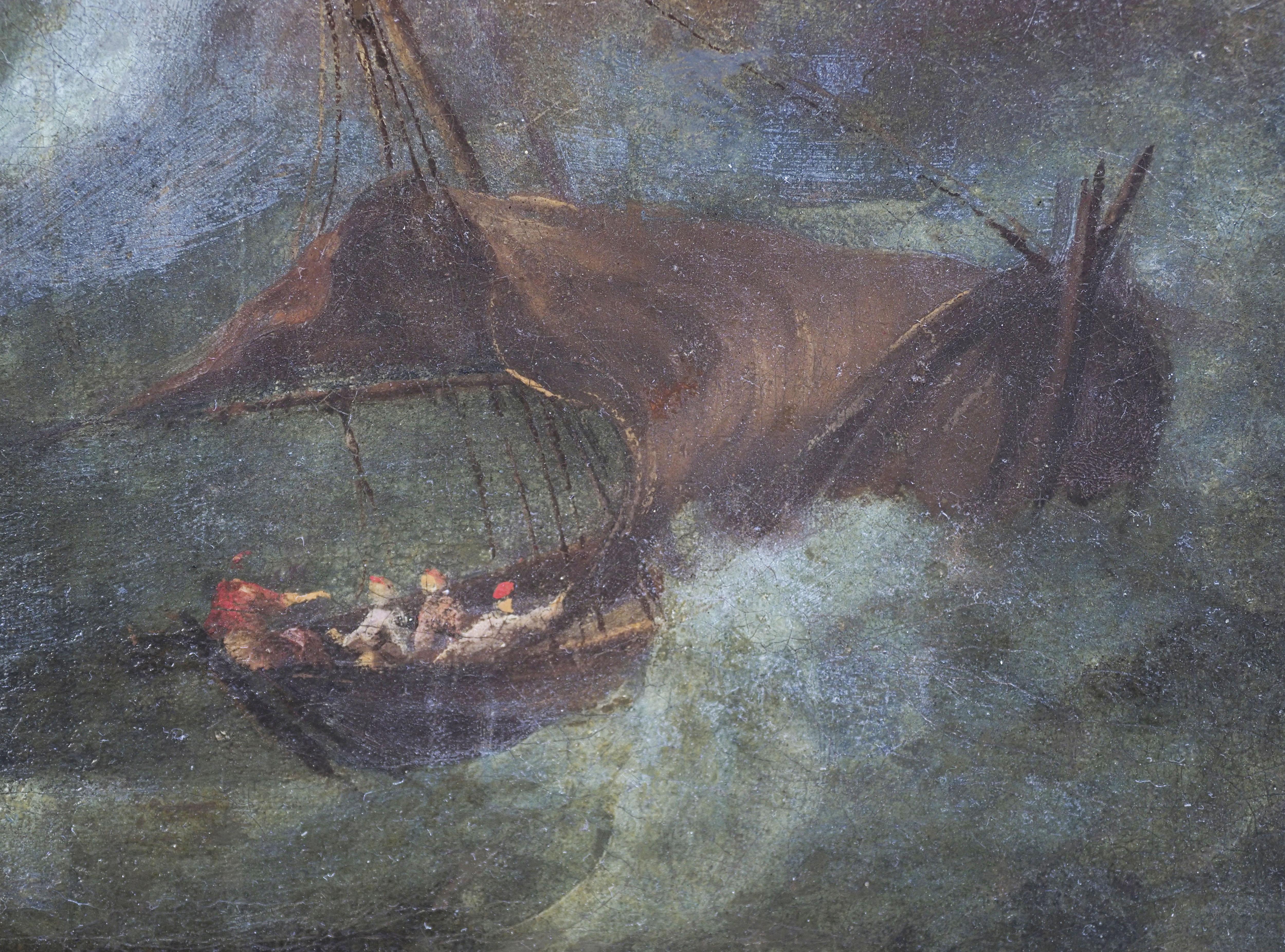 Oiled Marine Scene Painting by Flemish Artist Early xix Century