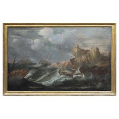 Marine Scene Painting by Flemish Artist Early xix Century